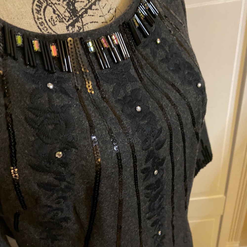 Gray Wool and Sequined Cocktail Dress